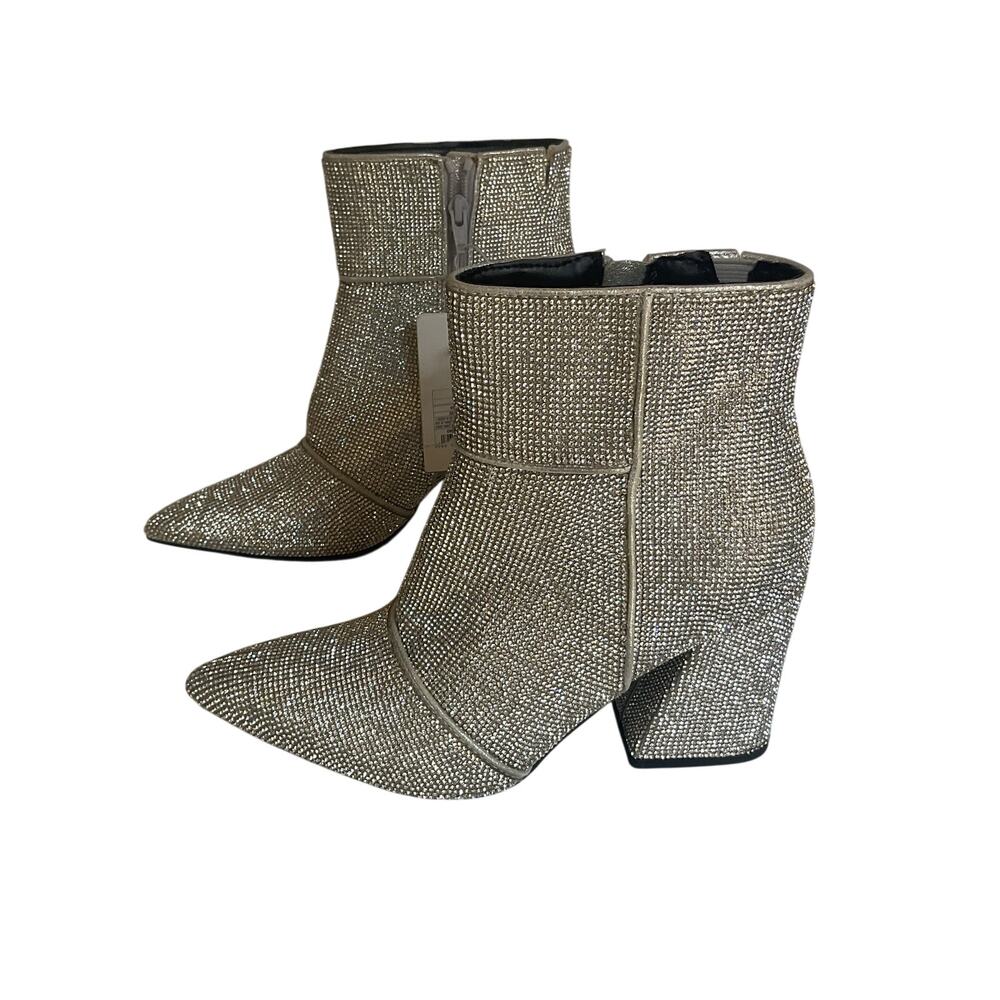 A New Day Women’s Size 8 Silver Rhinestone Pointed Toe Ankle Boots  NWT